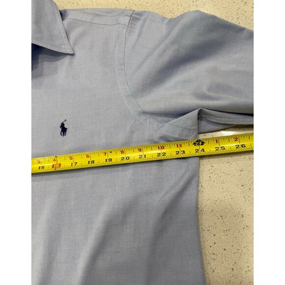Ralph Lauren Men’s Dress Shirt 16.5 Blue Long Sleeve Button Down Classic Fit - Picture 5 of 9